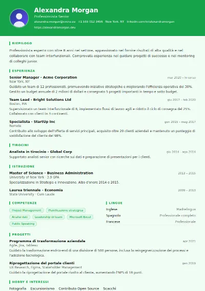 Modello di CV Athlete