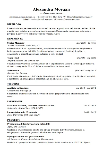 Modello di CV ATS Classic