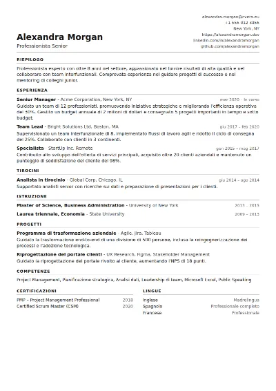 Modello di CV ATS Compact