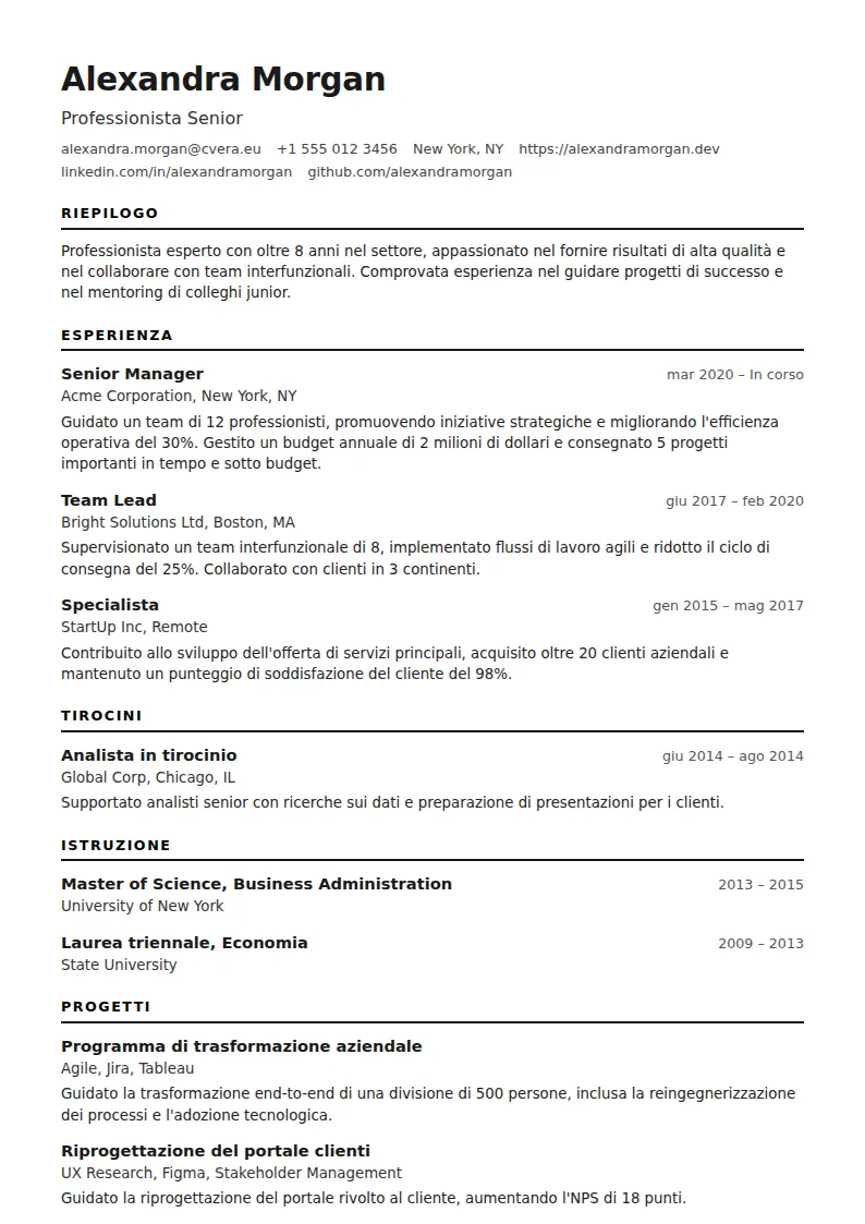 Modello di CV ATS Modern