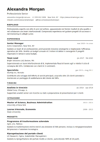 Modello di CV ATS Modern