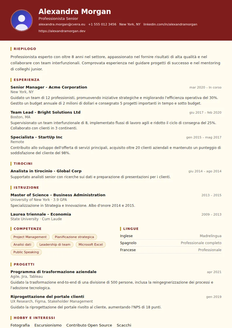 Modello di CV Attorney