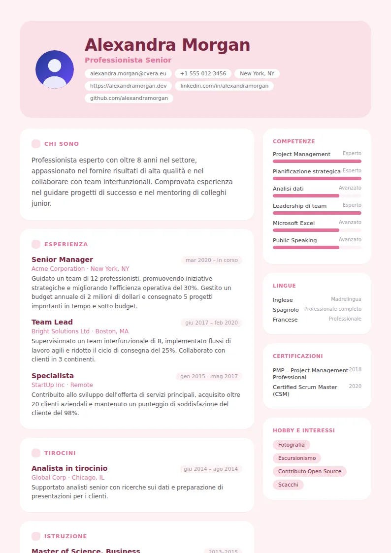 Modello di CV Bloom