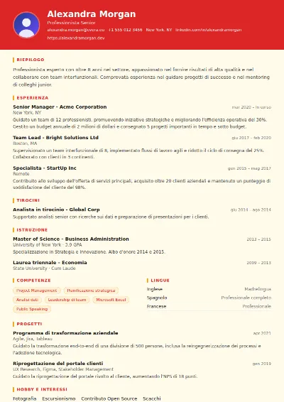 Modello di CV Chef