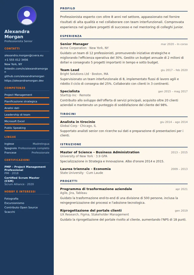 Modello di CV Civil Engineer