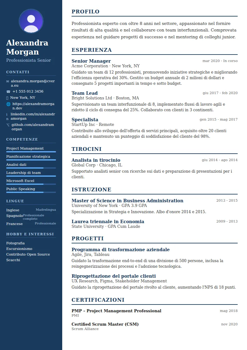 Modello di CV Classic