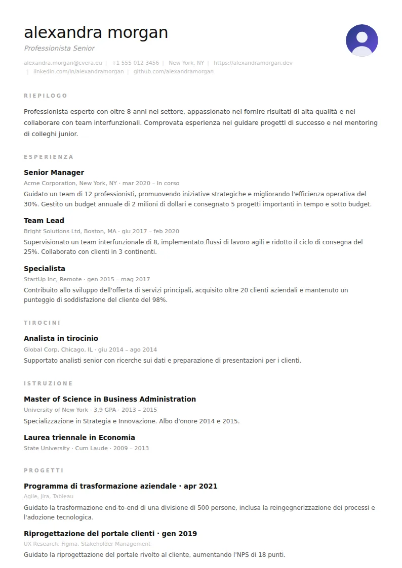 Modello di CV Clean