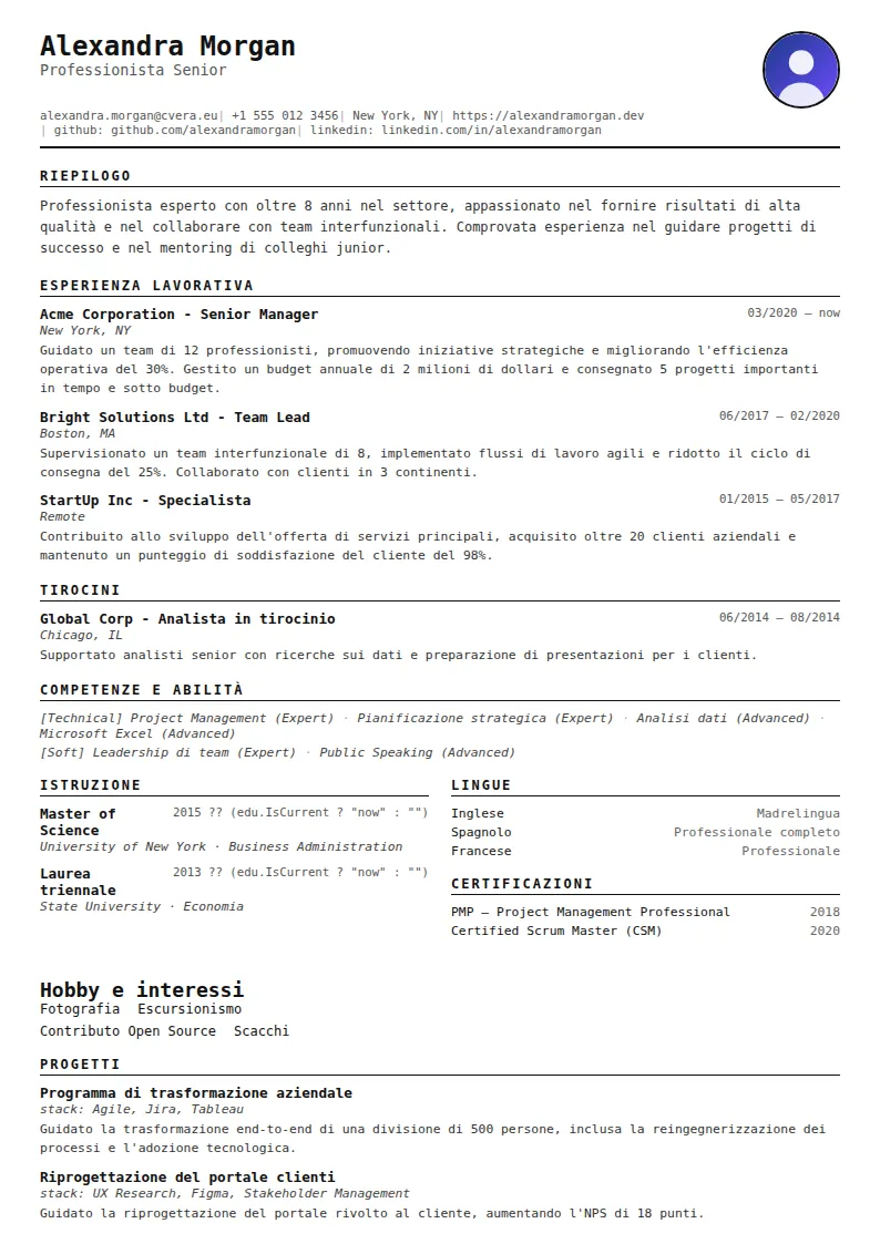 Modello di CV Compact