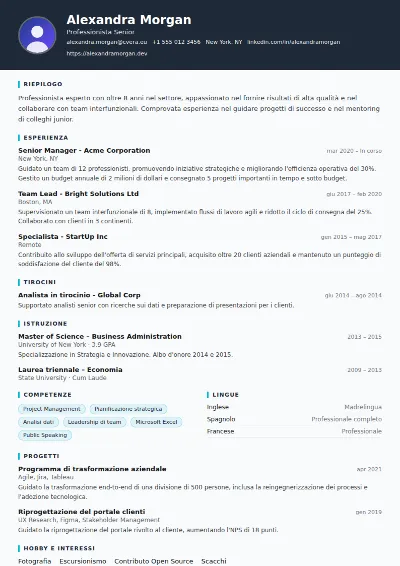 Modello di CV Consultant