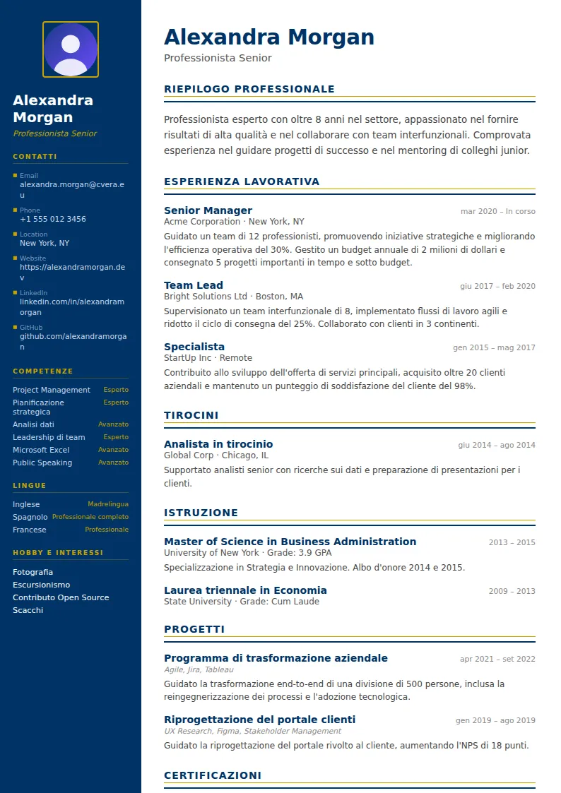 Modello di CV Corporate