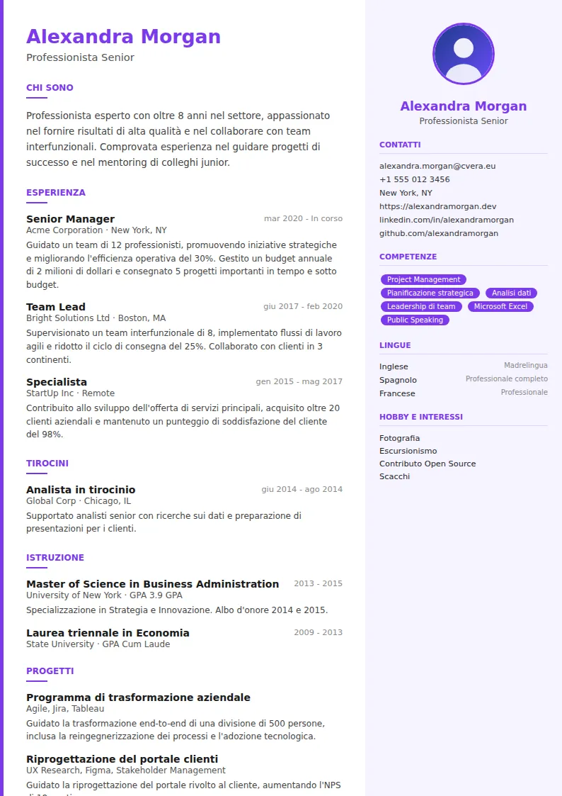 Modello di CV Creative