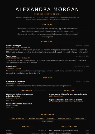 Modello di CV Eclipse