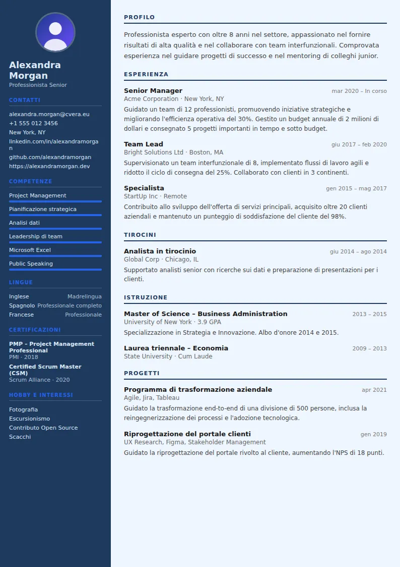 Modello di CV Economist