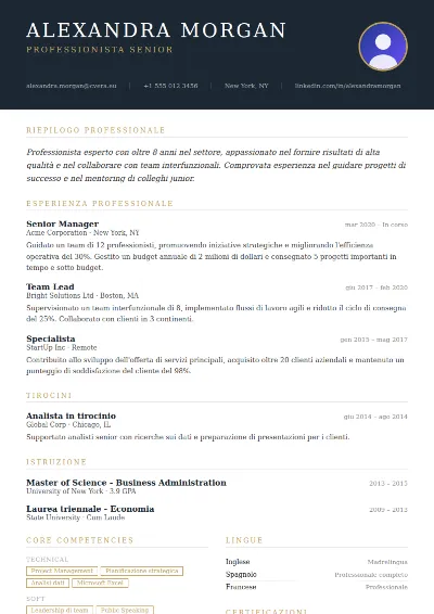 Modello di CV Executive