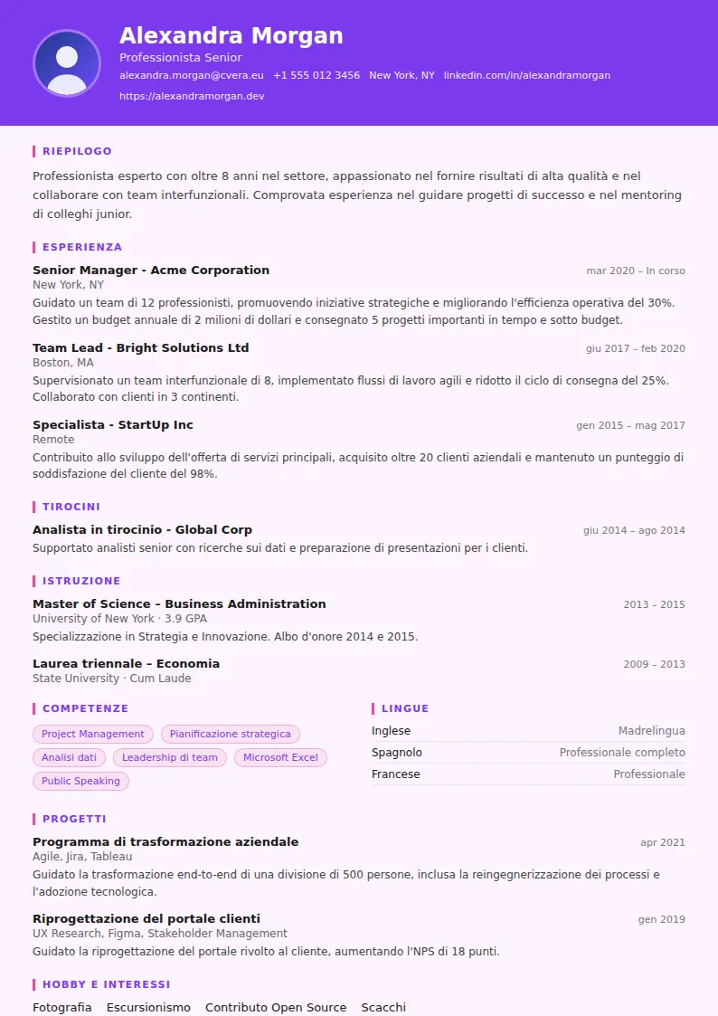 Modello di CV Graphic Designer
