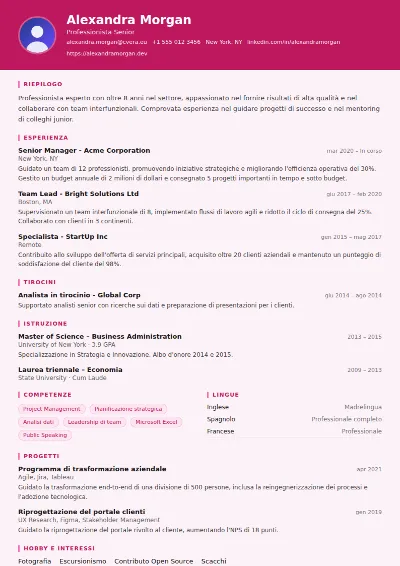 Modello di CV HR Manager