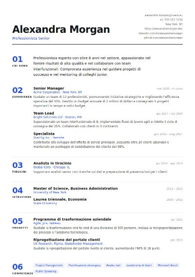 Modello di CV Index