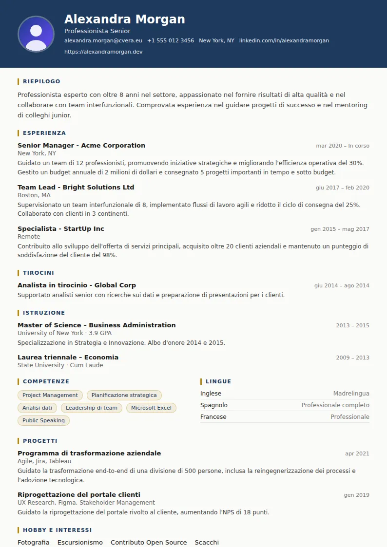 Modello di CV Legal