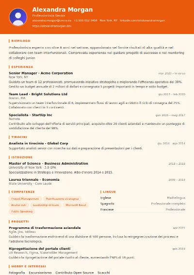Modello di CV Logistics