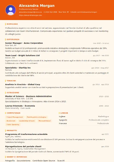 Modello di CV Marketing