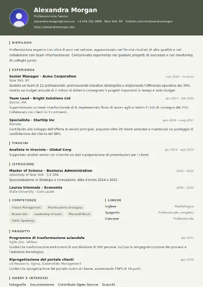 Modello di CV Military