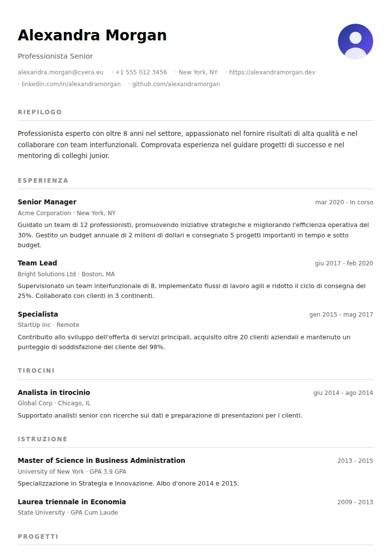 Modello di CV Minimalist