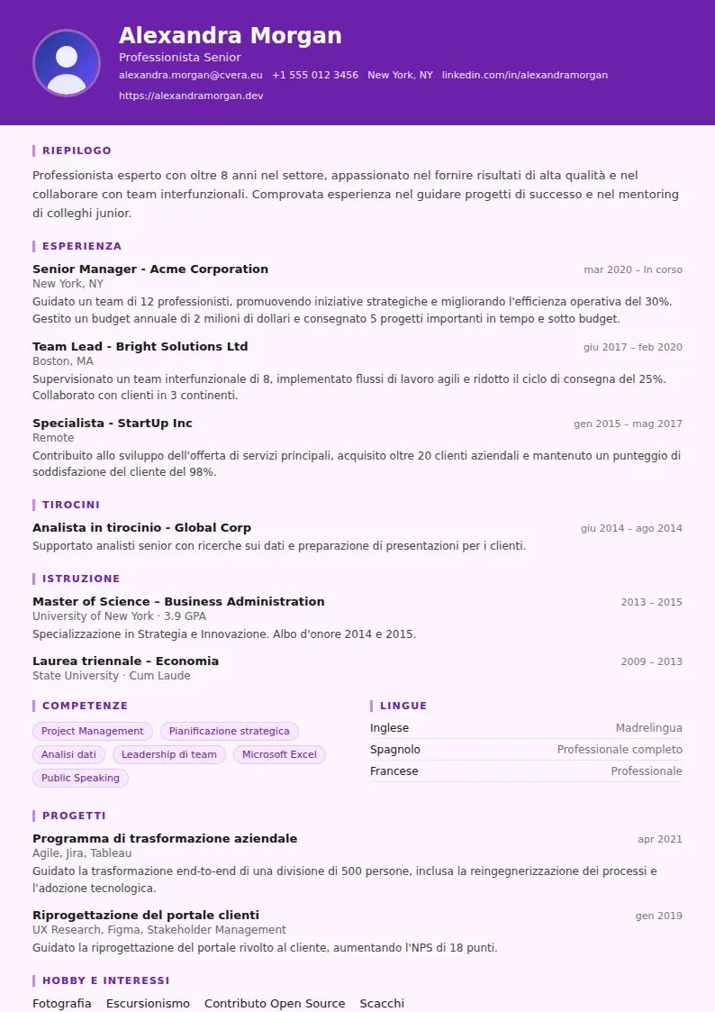 Modello di CV Musician