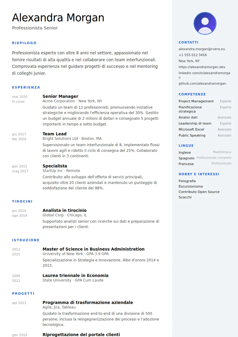 Modello di CV Nordic