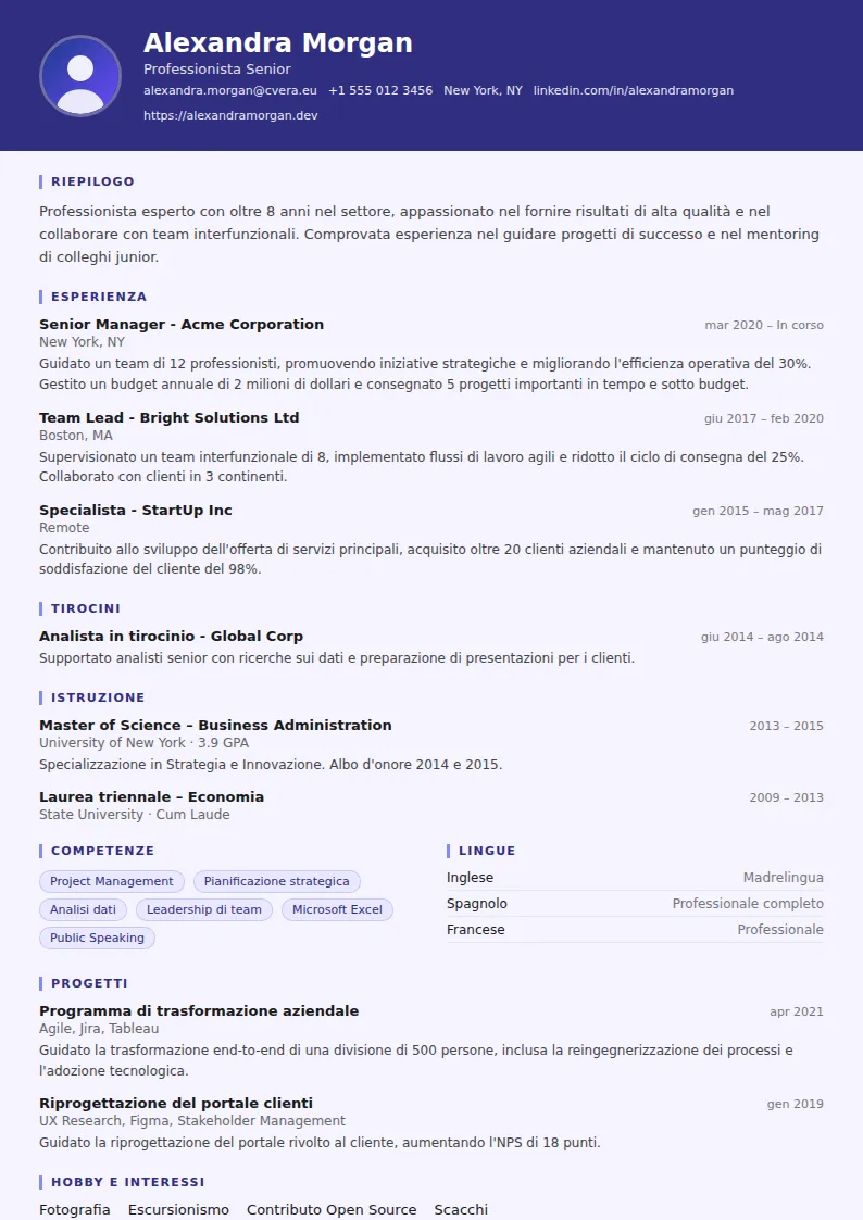 Modello di CV Paralegal