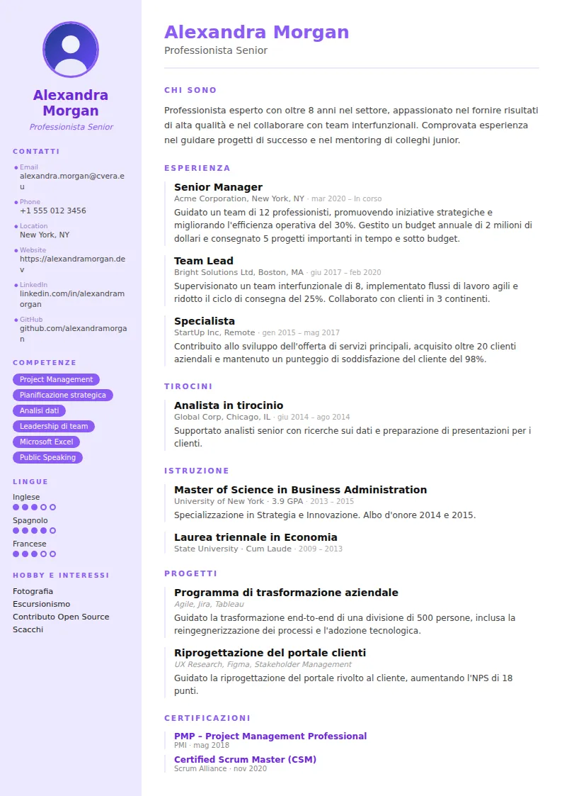 Modello di CV Pastel