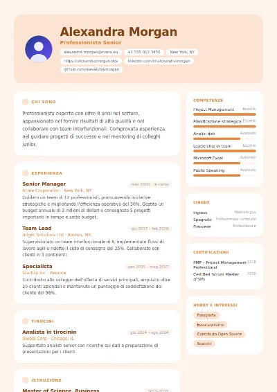 Modello di CV Peach