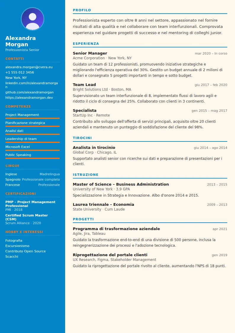 Modello di CV Physiotherapist