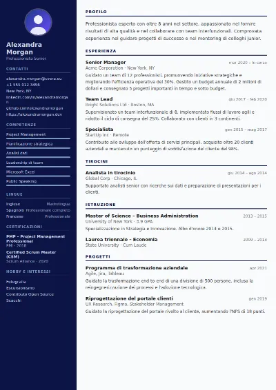Modello di CV Pilot