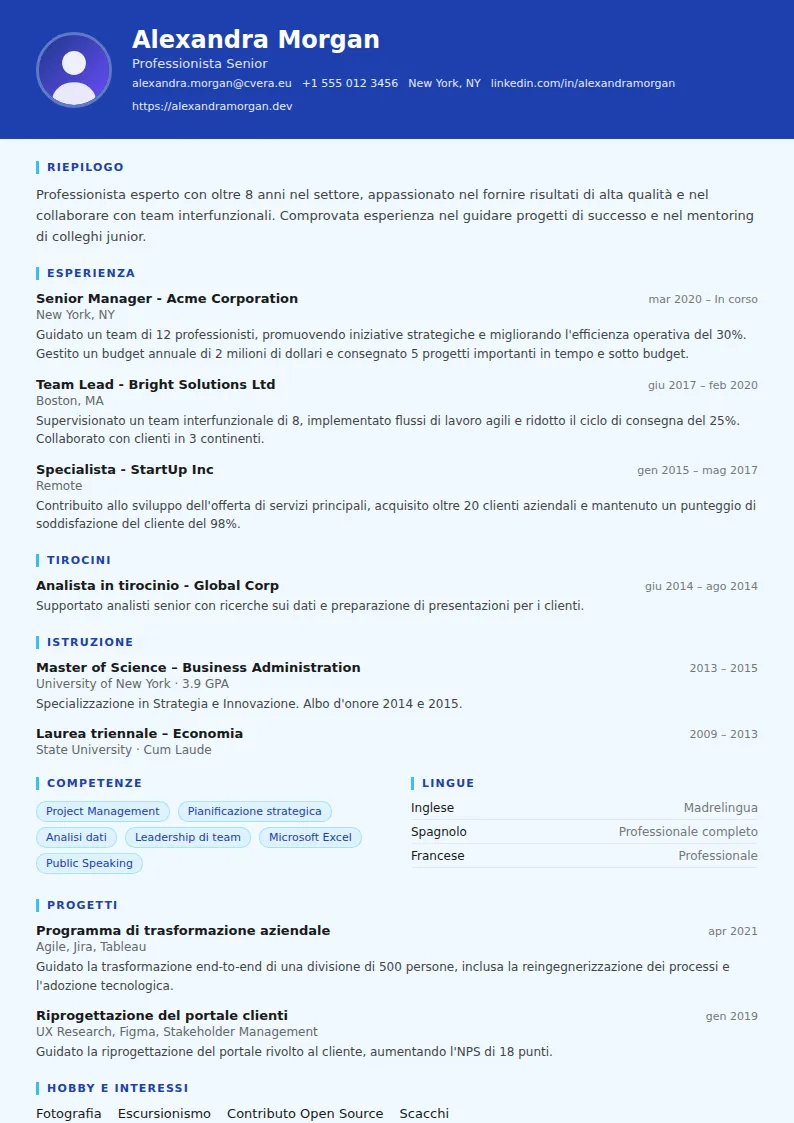 Modello di CV Plumber