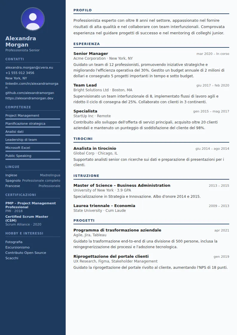 Modello di CV Police