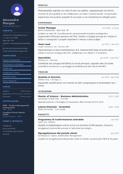 Modello di CV Software Engineer