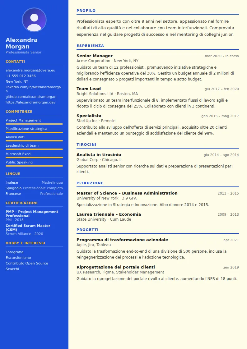 Modello di CV Teacher