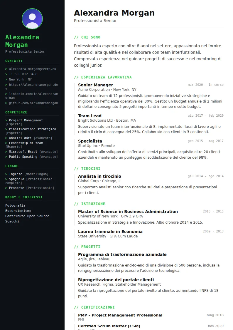 Modello di CV Tech