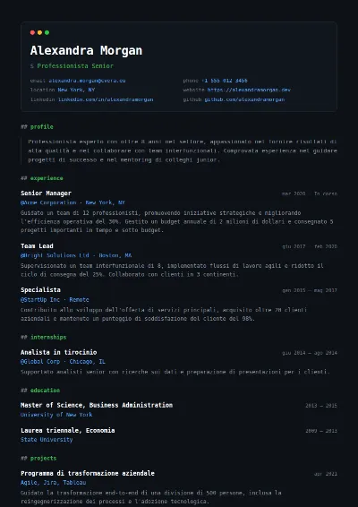 Modello di CV Terminal