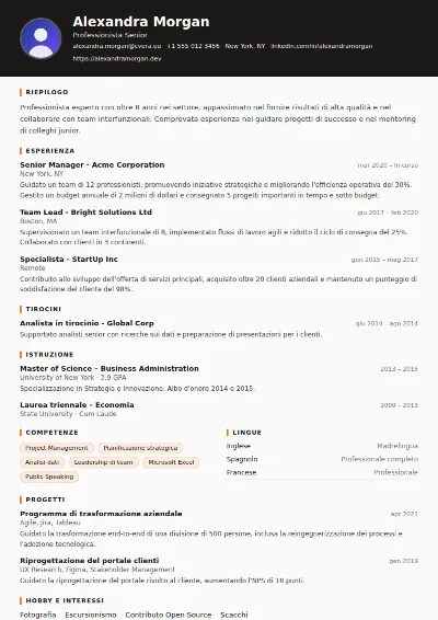 Modello di CV Truck Driver