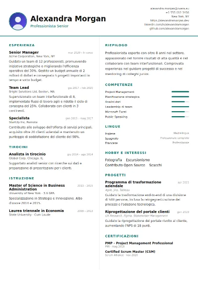 Modello di CV Two Column