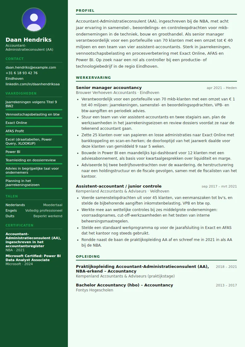 Cv-voorbeeld accountant