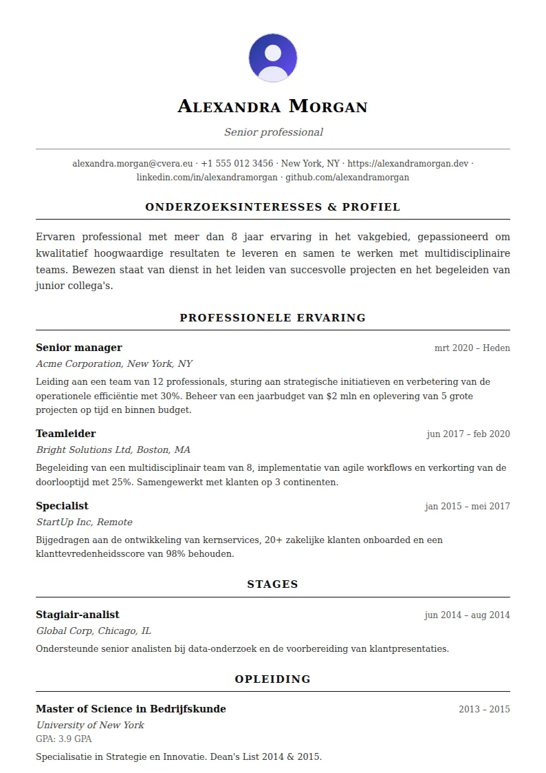 Cv-sjabloon Academic