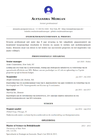 Cv-sjabloon Academic