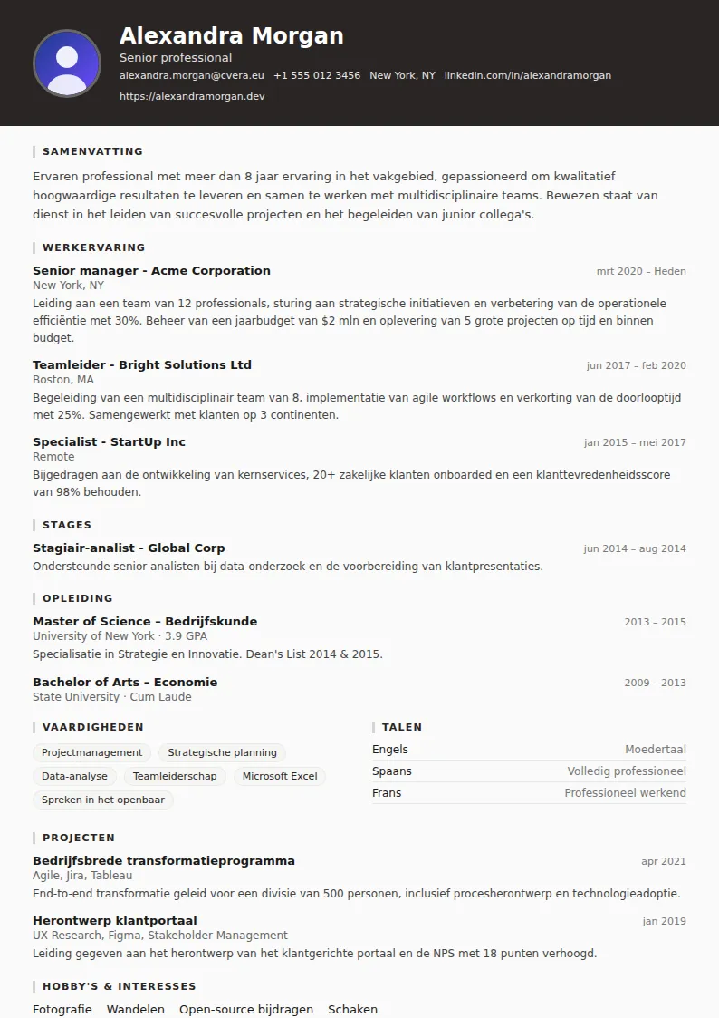 Cv-sjabloon Architect