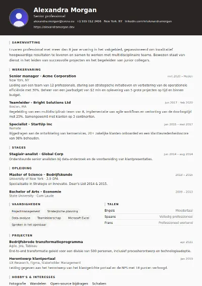 Cv-sjabloon Architect