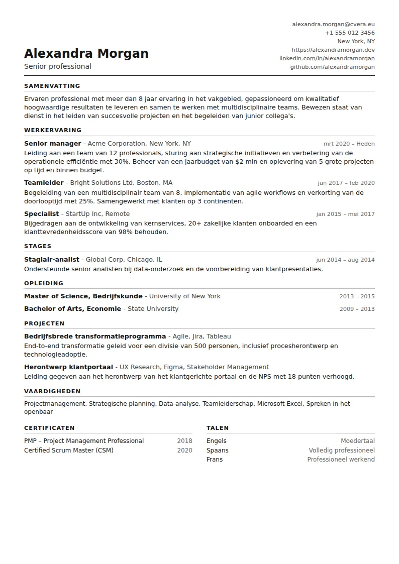 Cv-sjabloon ATS Compact