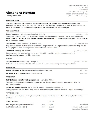 Cv-sjabloon ATS Compact