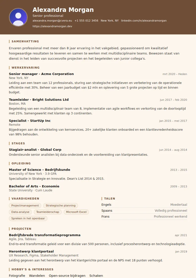 Cv-sjabloon Barista
