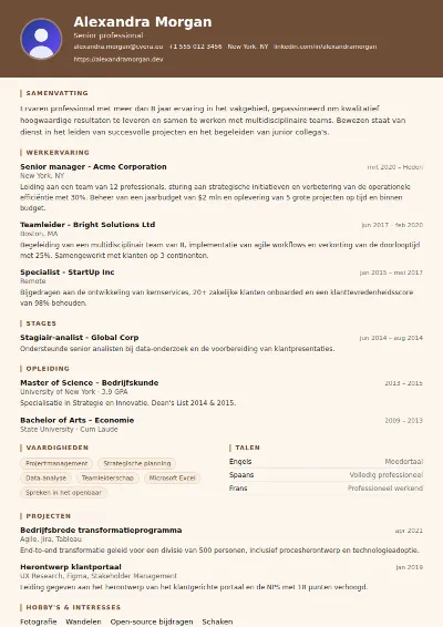Cv-sjabloon Barista